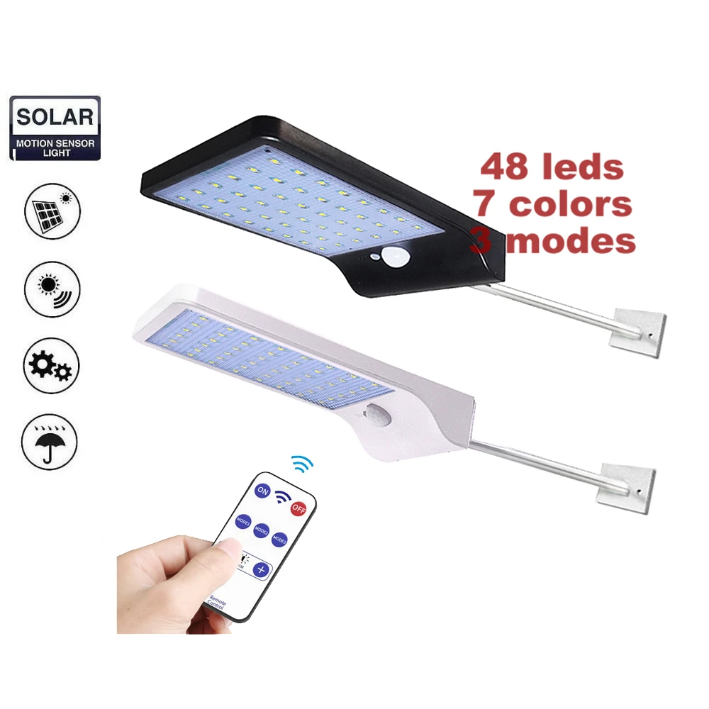

remote 48/36 led Solar Light garden Wall street Lamp PIR Sensor Motion 3 Mode Emergency security lights spot floodlights