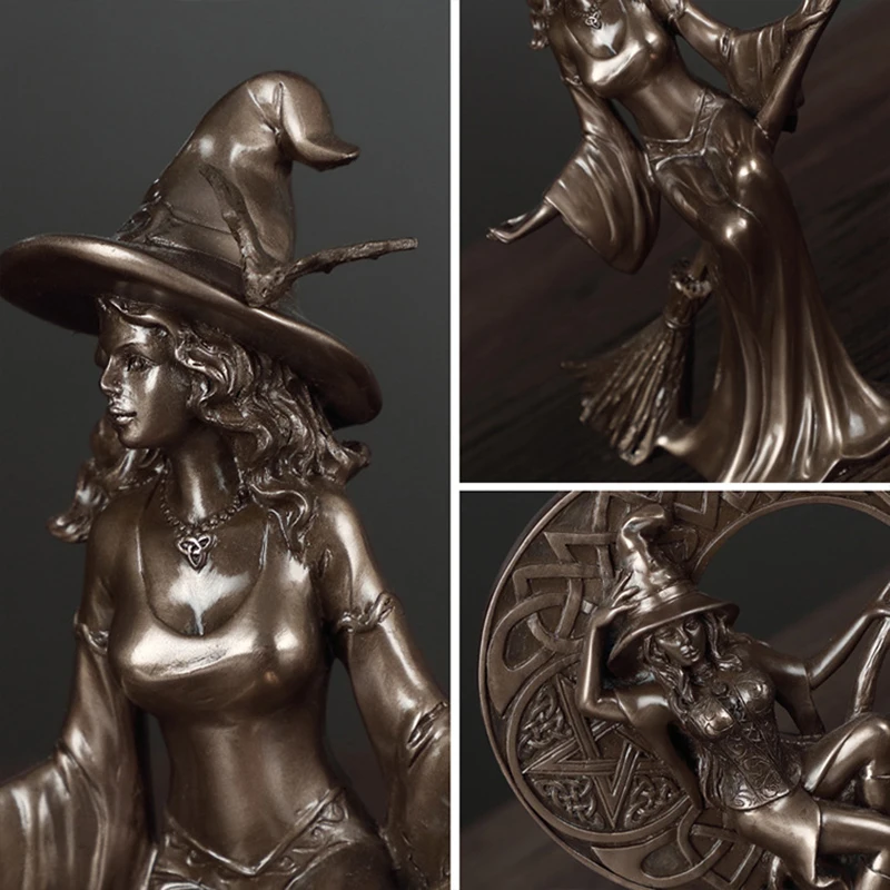 New European Style Retro Home Accessories Ornaments Copper-plated Witch Crafts Characteristic Creative Resin Statue Crafts