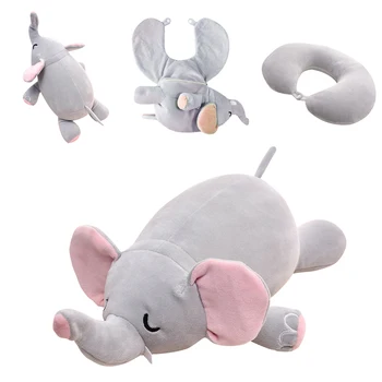 

Cute Elephant Pig Bear Deformable U-shaped Plush Pillow Travel Pillow Cartoon Animal Car Headrest Doll Multi-functional Storage