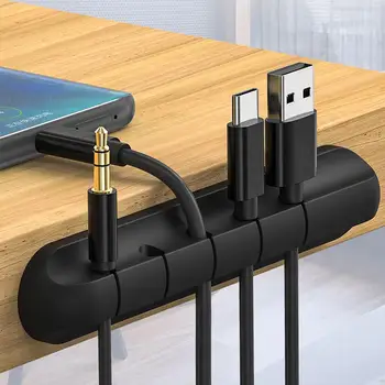 

Silicone Adhesive Data Cable Charging Wire Holder Wall Desktop Cord Organizer