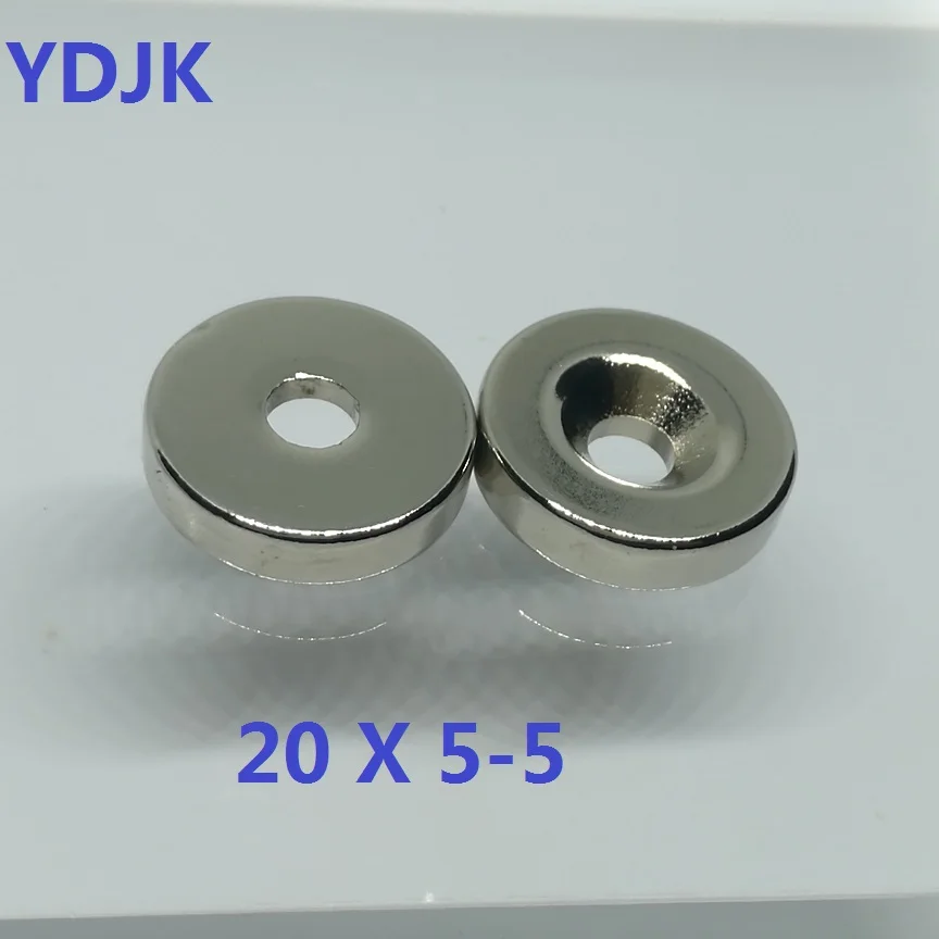 10PCS/LOT Disc Magnet 20*5 Hole 5 Strong N38 D Countersunk NdFeB Magnet 20x5 Neodymium Magnetic Material Magnets 20x5-5