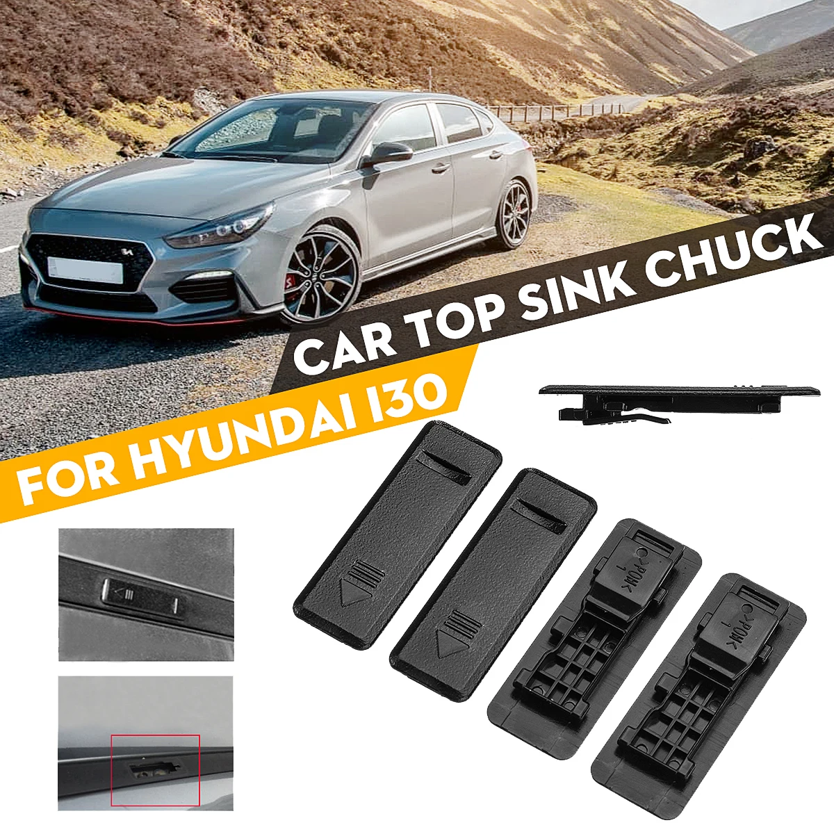 

4X Car Top Roof Sink Chuck Collet Clip Cover Water Channel Bar Covers Cap 872552L000 For HYUNDAI i30 ceed 2007