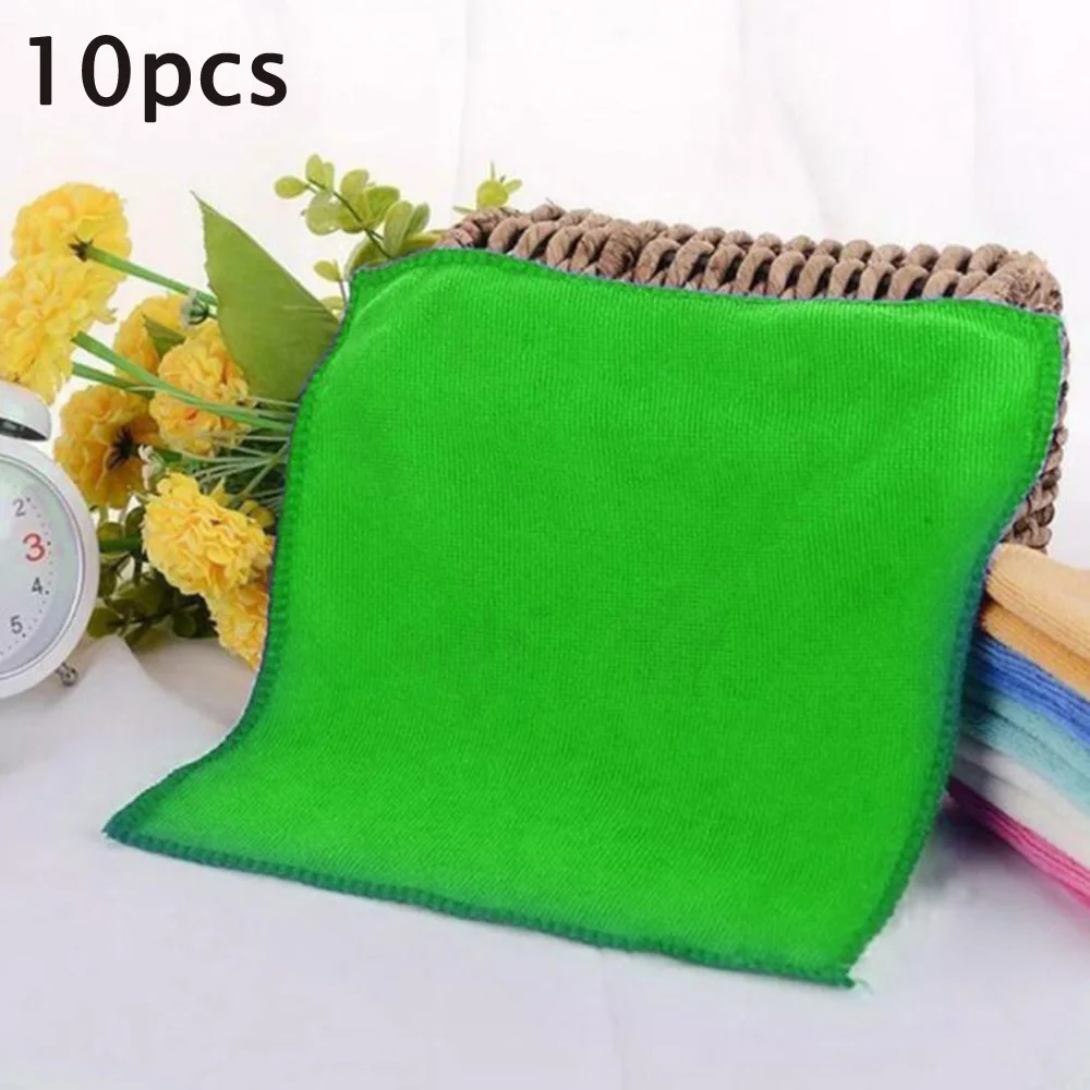 Smooth and strong 10x Car Washing Towel Clean Wash Cloth Absorbent Microfiber Home Kitchen 25x25cm