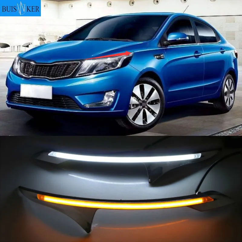 

Дневные ходовые огни для KIA K2 Rio 2011 2012 2013 2014, водонепроницаемые светодиодный ные автомобильные огни 12 В, противотуманные фары DRL