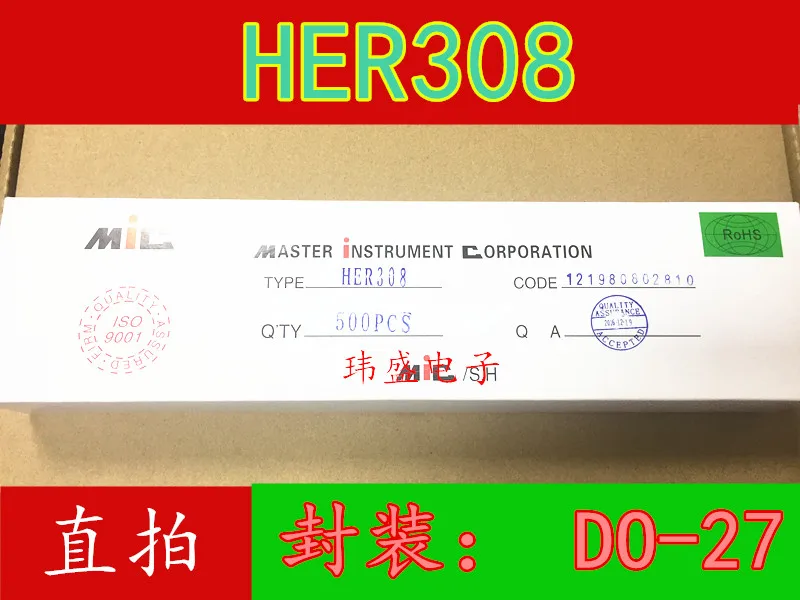 HER308 ̿ 1000 v 3 a ȿ ʰ  DO-27   100% ű  , 50PCS