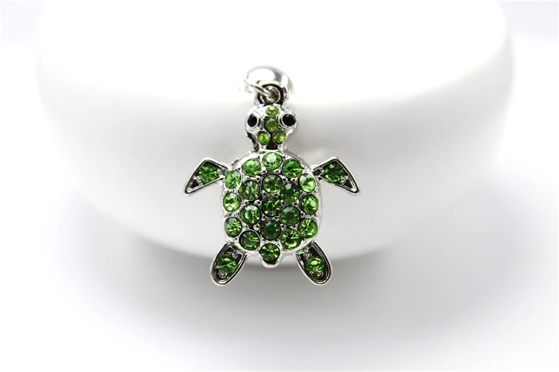 Green Turtle Belly Button Ring White Crystal Rhinestone Navel Piercig Jewelry Dangling Body Belly Piercing Accessories Cute