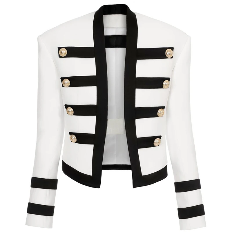 

EXCELLENT QUALITY Newest 2023 Designer Jacket Women's Color Block Collarless Lion Buttons Band Jacket