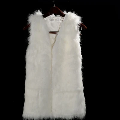 white fuax fur vest Меховой жилет пальто женское большой размер шуба из искусственного меха куртка женская пальто с мехом женское зимнее - Цвет: white fuax fur vest