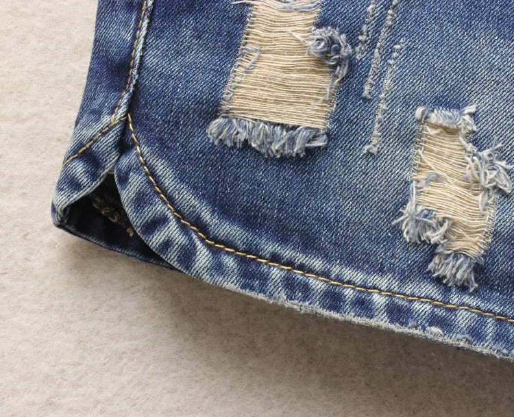 Лето 2019 модные джинсовые шорты короткие Feminino для женщин сексуальные мини женские заклепки отверстия джинсы с заниженной талией без пояса