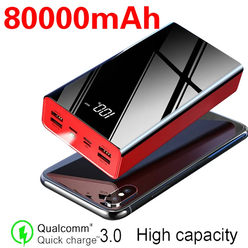 80000mAh внешний аккумулятор большой емкости LCD Внешний USB портативный мобильный