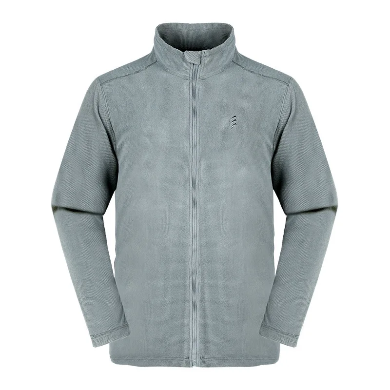 Gray Cardigan Уличная походная флисовая куртка мужская тонкий стрейч дышащий пуловер кардиган топы зимнее теплое пальто флисовая подкладка тактические куртки - Цвет: Gray Cardigan