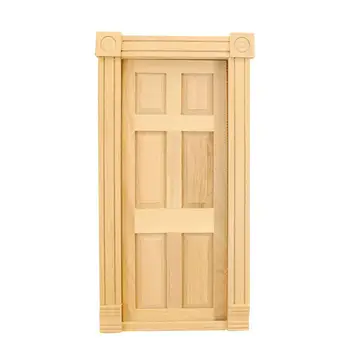 

None Mini Villa Wooden Door for 1:12 Doll House DIY Accessories