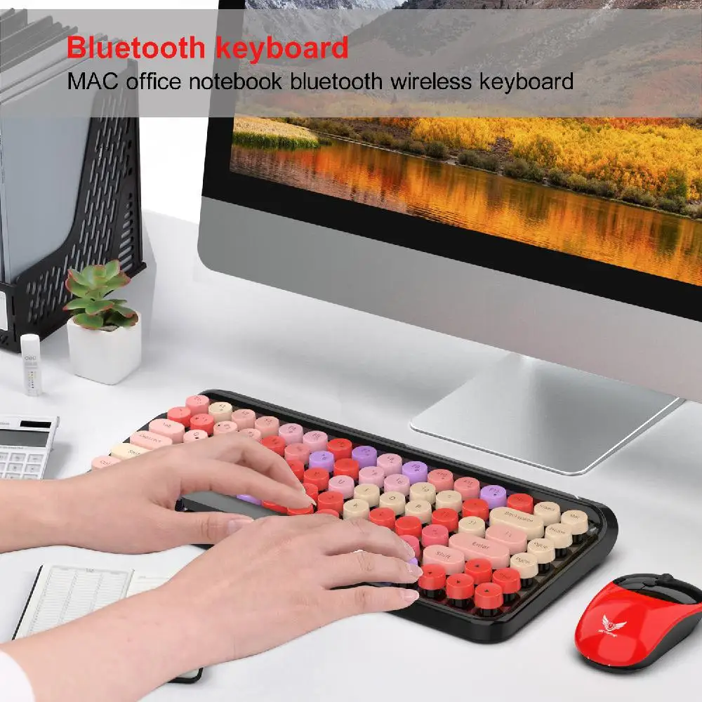 Studyset Bluetooth клавиатура 84 колпачки беспроводное зеркало компьютерная клавиатура Матовая Сенсорная Совместимость Android Windows IOS
