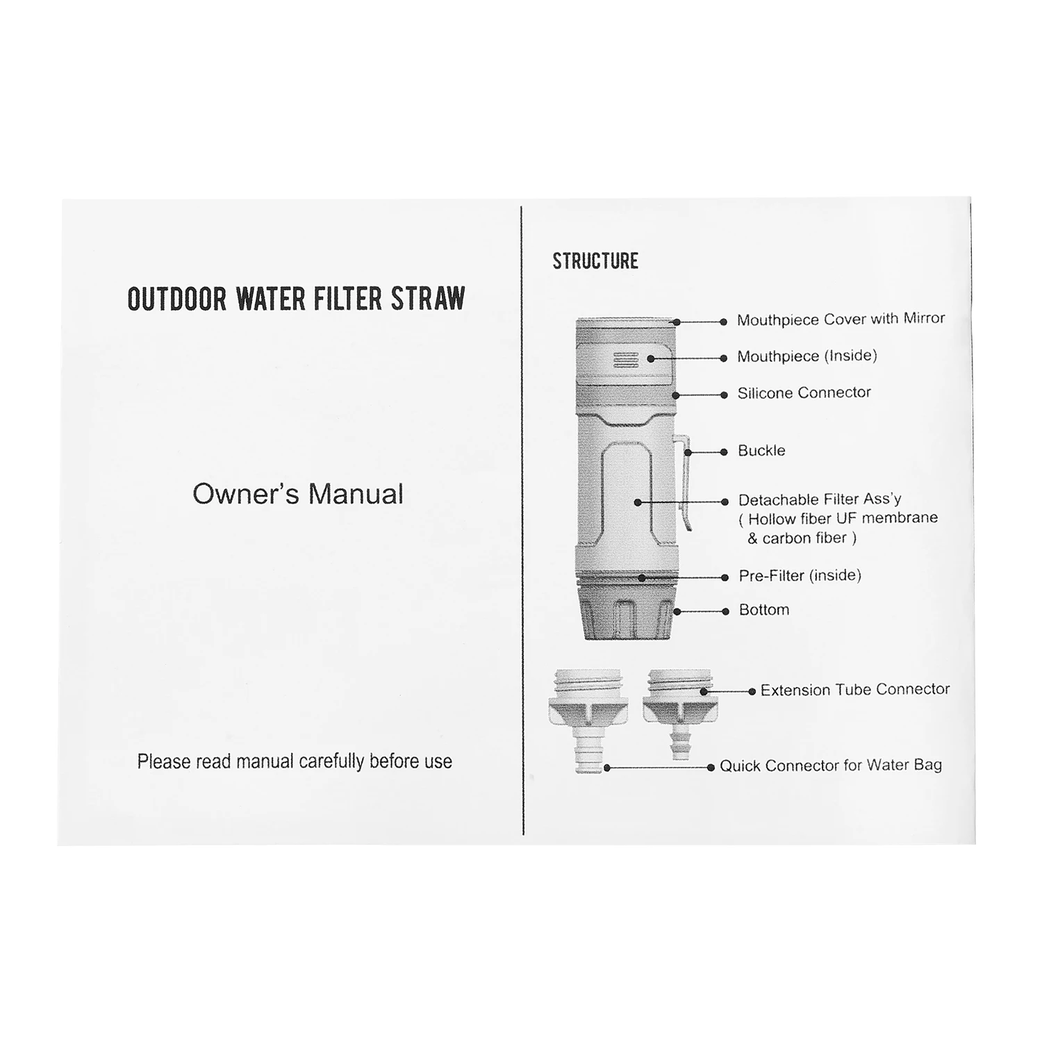 Наружный портативный фильтр для воды система фильтрации соломы с зеркалом