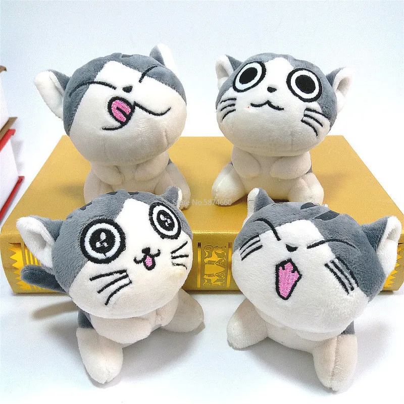 

4 designs, 9CM approx, cat Plush Stuffed dolls toys ; Gift key chain Plush cat TOY of Wedding Bouquet Ornaments car decor