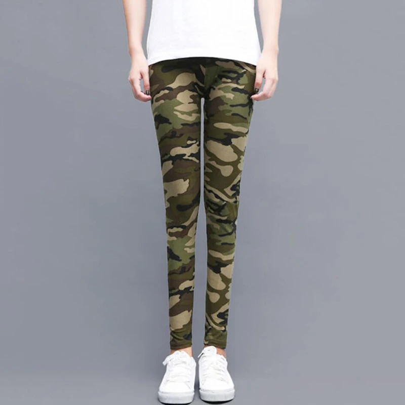 YSDNCHI Camouflage Legging Women Autumn Summer High Elastic Skinny Slim Jegging Fitness Leggins Gym Sport Plus Size Pants