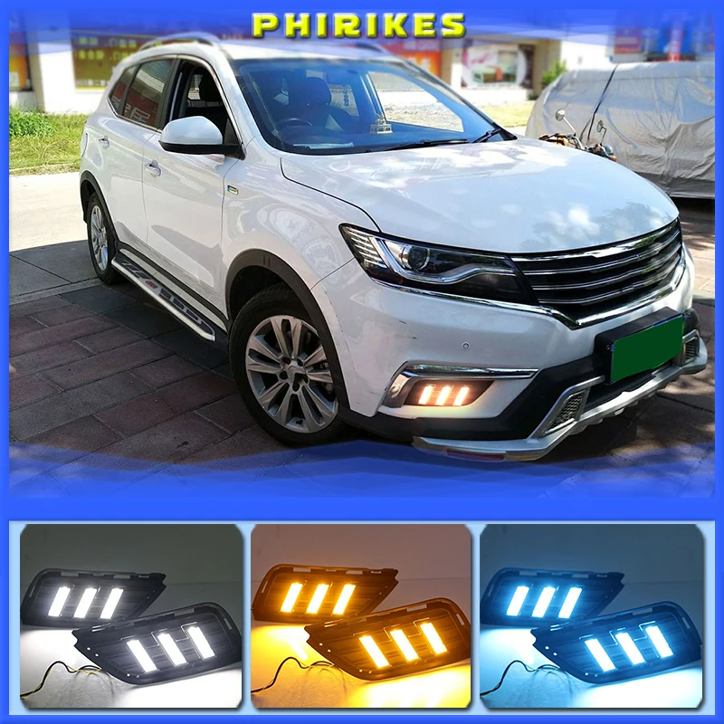 

LED Daytime Running Lights DRL Fog Lamp with Yellow Turn Signal Lamp For Roewe RX5 2016 2017 2018