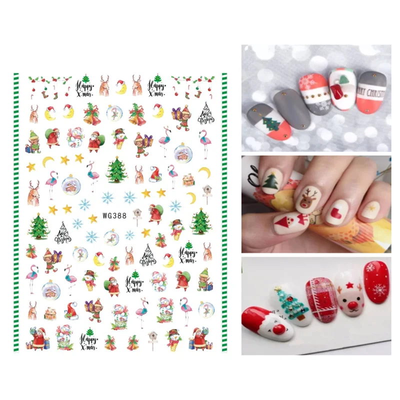 10PCS Christmas Halloween Nail Sticker Cartoon Elk Slider Skull Head Pumpkin Decoration Beauty |