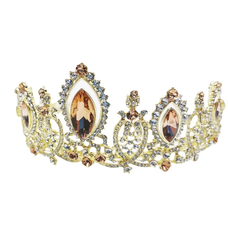 Yellow Crown Fragrant Cake Color Wedding Jewelry Bridal Crown Studio Bridal Headdress Jewelry Manufacturer