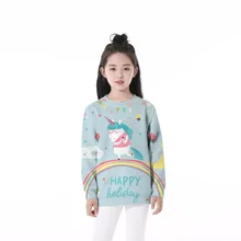 Новая детская одежда свитер с длинными рукавами и круглым вырезом для мальчиков и девочек 3D цифровой Радужный Единорог узор Повседневный детский домашний сервис