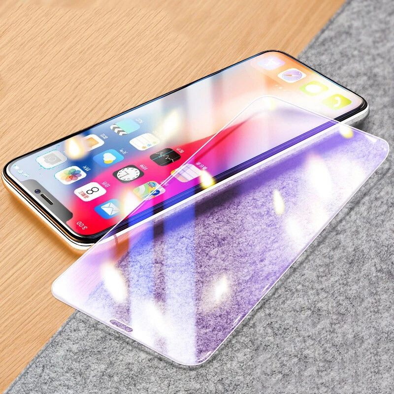 100 шт для iPhone 11 12 Pro Max Mini X XR XS закаленное стекло полное покрытие анти-синий 8 7 6 Plus