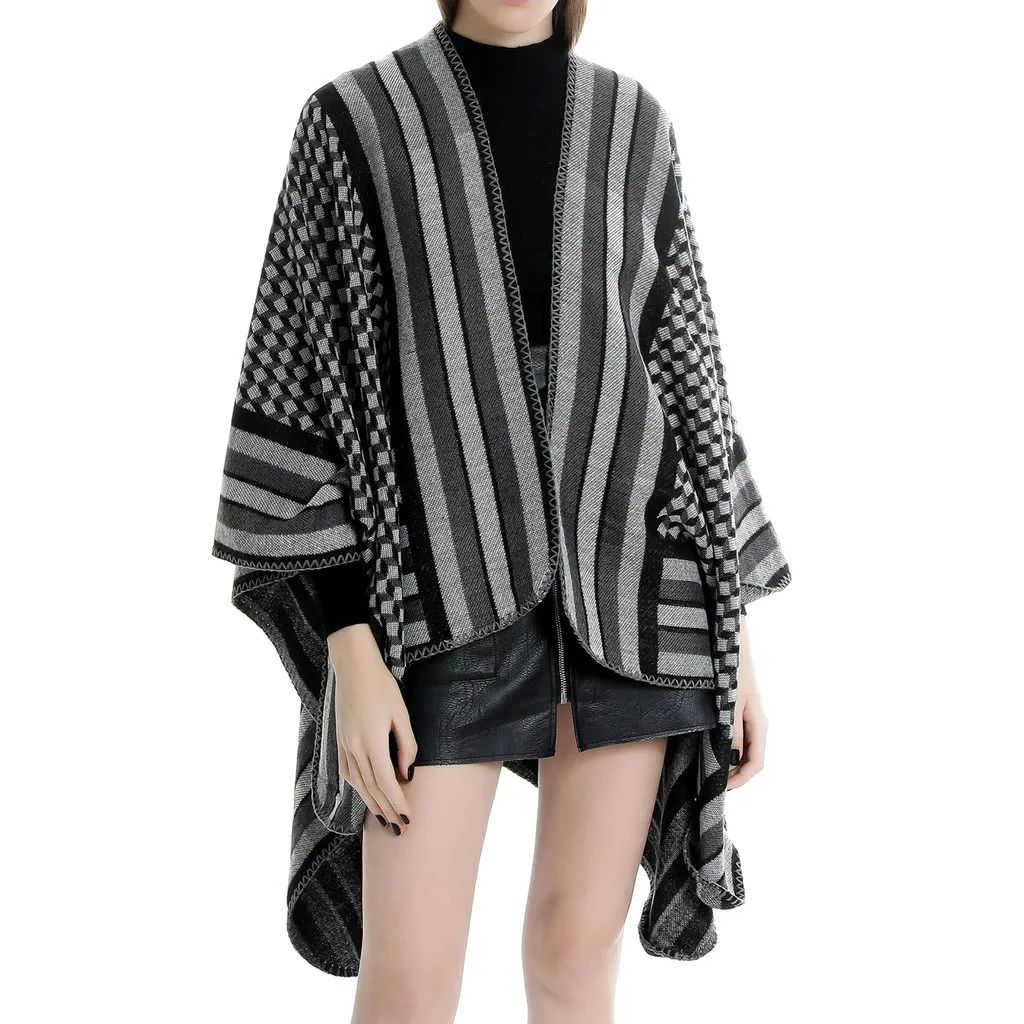 Полосатый Элегантный Cachecol Feminino Inverno вышитый узор Теплый шерстяной платок Herfst Mode для женщин Pasminas De Mujer# BL5