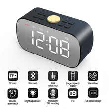 Ночной светильник, двойной будильник, часы, подарок, модное зеркало, сабвуфер, Bluetooth, динамик, мини EY179