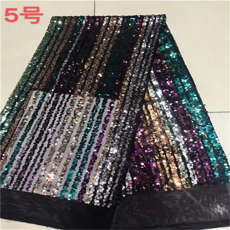 

High Quality sequence French Nigerian sequins net African tulle mesh multicolor sequence lace fabric for dress 5yards/lot