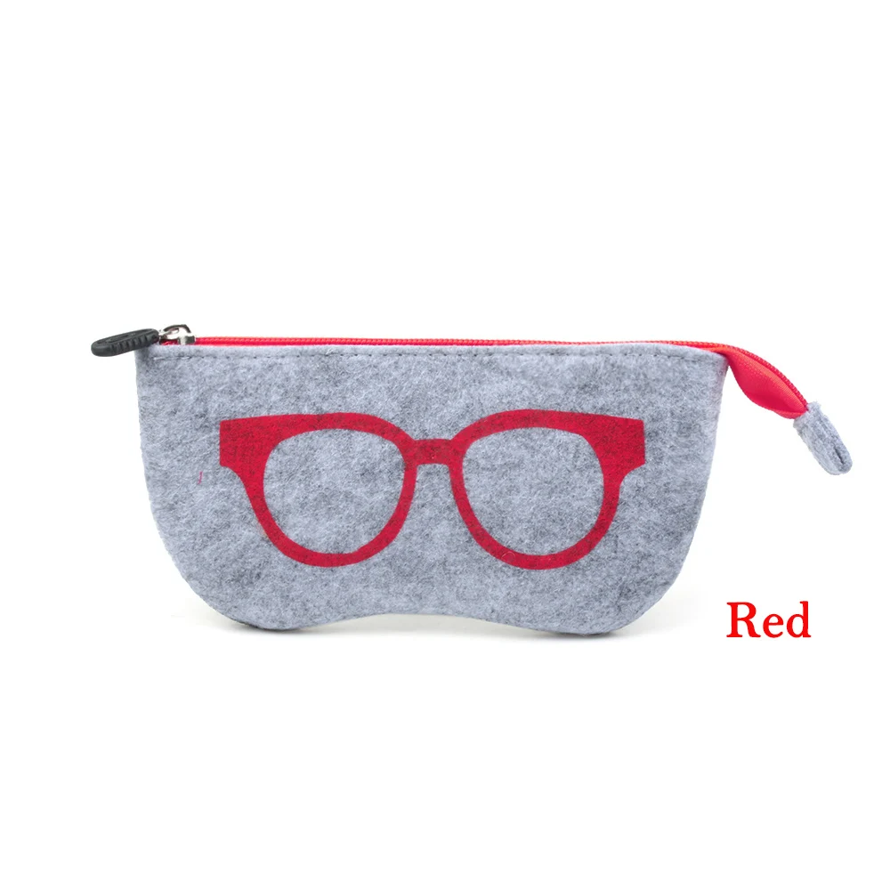 red 1 1 шт., новинка, чехол для солнцезащитных очков на молнии, сумка для очков, переносная защита для очков, многофункциональный фетровый чехол, карман, модные аксессуары - Цвет: red 1