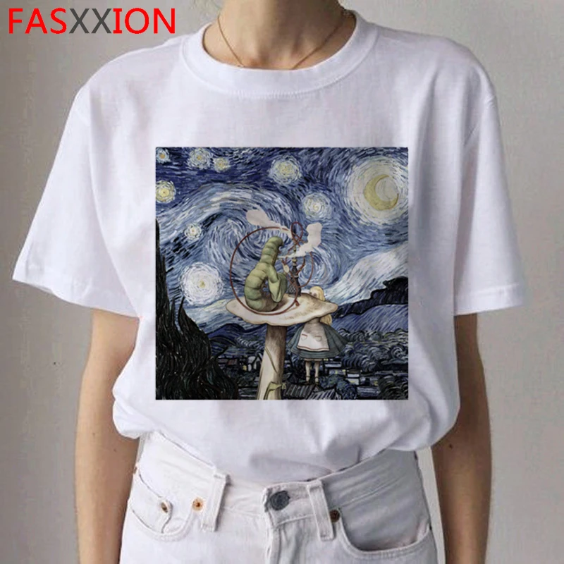 Van Gogh Van Goghing Van Gone футболки HARAJUKU женские Рисование маслом Ullzang футболка Веселая 90s футболки модные футболки женские - Цвет: 9321