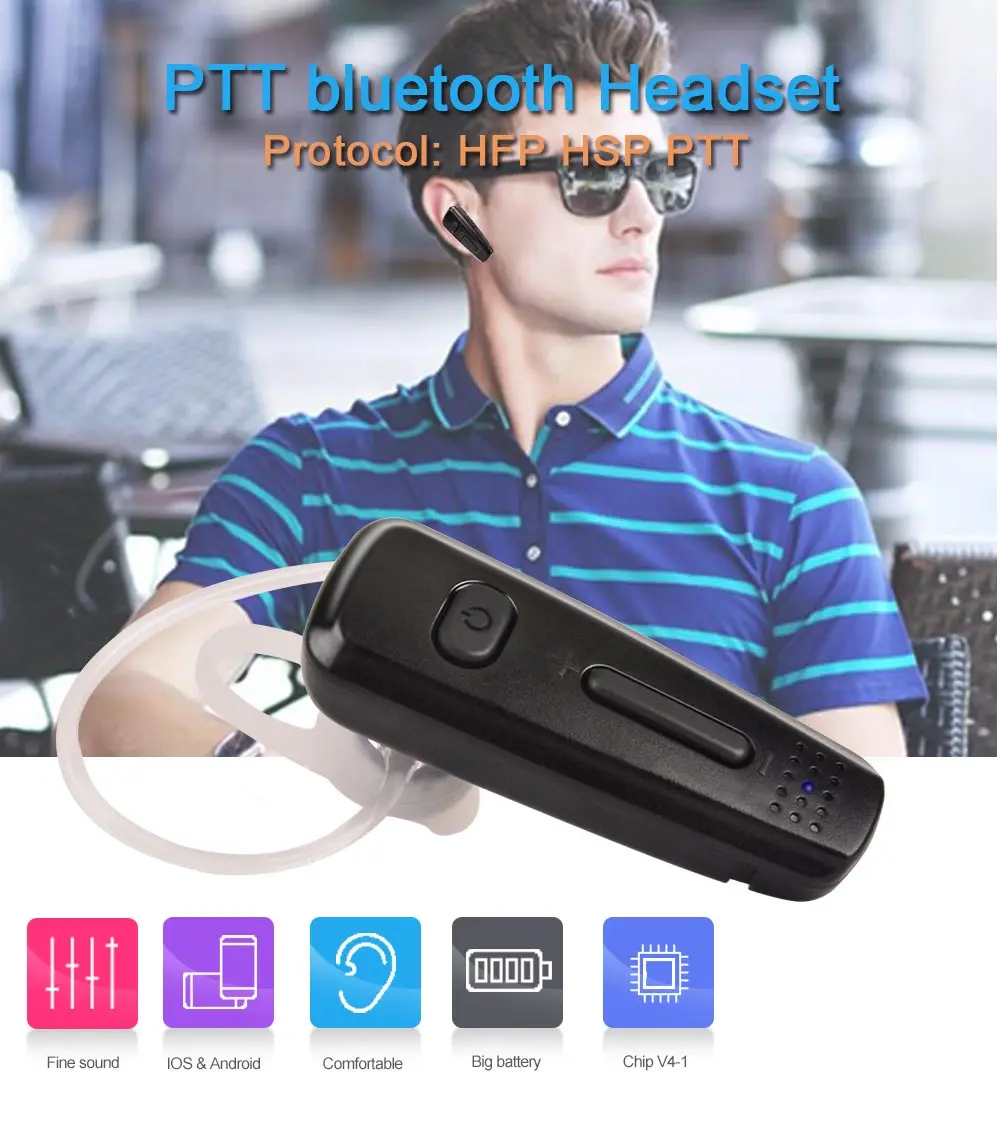 Новый 2019 Bluetooth беспроводной микрофон гарнитура Zello Ptt Bluetooth для Android ios системы HB680AP черный наушник