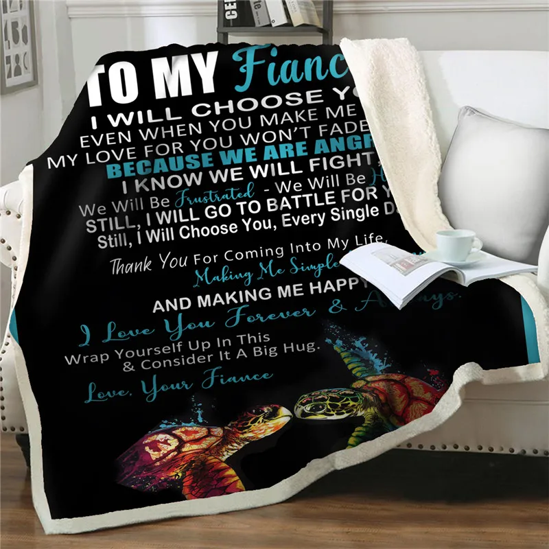 

Soft Flannel Letter To My Fiancee Throw Blankets 3D Printed Child Adult Quilt for Beds Sofa Home textiles sherpa Blanket Bedding