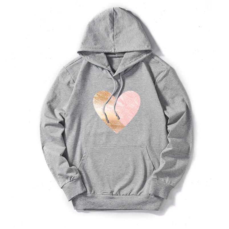 

Women Autumn Winter Thin Hoodies Love Print White Fashion Hooded Casual Plus Size Pullover Female Sweatshirts Cotton Harajuku