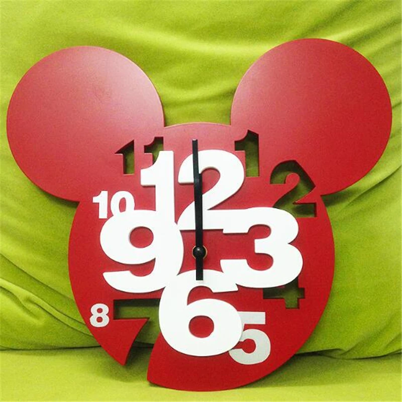 Disney Cartoon Mickey Mouse Clock 3D Hollow Digital Clock 15 Inch Desktop Decoration Clock Daily Necessity Home Clock Home Decor