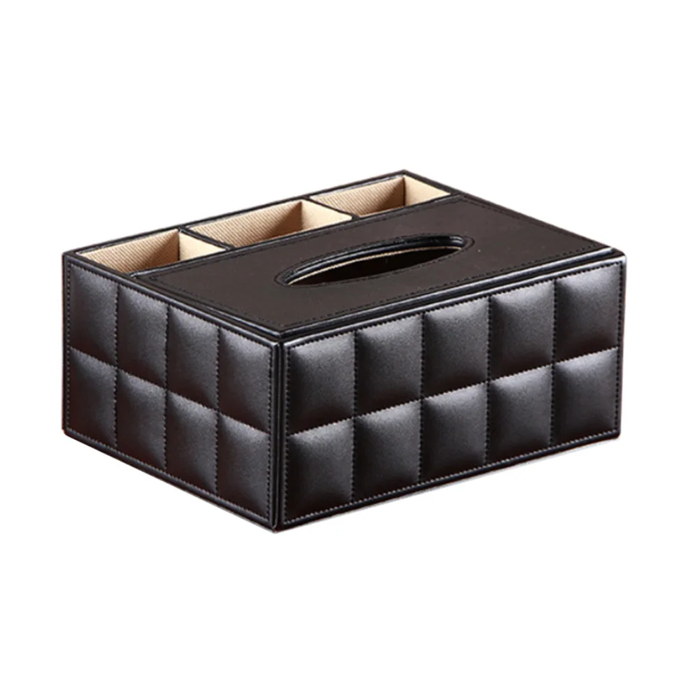 Домашний прямоугольный держатель из искусственной кожи для салфеток, коробка для хранения салфеток, органайзер, держатель для салфеток, чехол, украшение для дома - Цвет: Черный