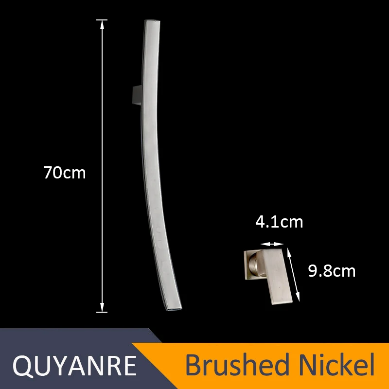Brushed Nickel Vidric современный хромированный 27,5 дюймов Водопад Носик настенный кран для раковины с одной ручкой смеситель Скрытая раковина для ванной Torneira - Цвет: Brushed Nickel