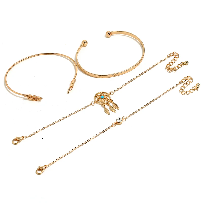 Многослойные, в стиле бохо браслеты с перьями и Набор браслетов богемные винтажные очаровательные браслеты для женщин ювелирные изделия Аксессуары для обертывания