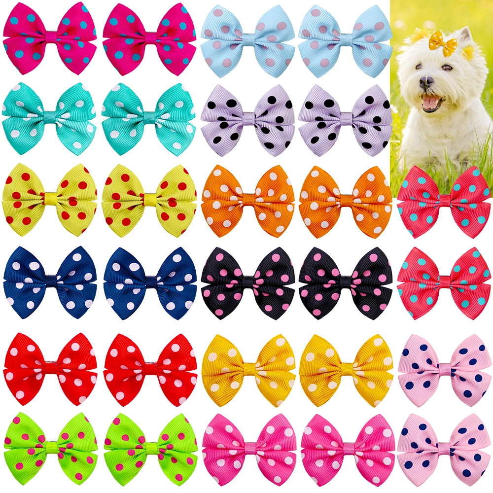 

100pcs Dog Bows Dot Style Pet Supplies Small Dog Hair Bows Alloy Clip Dog Hair Accessories Pet Grooming Products For Small Dogs