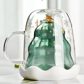 

Christmas Tree Event Cup Star Water Double-Layer Glass Mugs for Cocktail Wine HY99