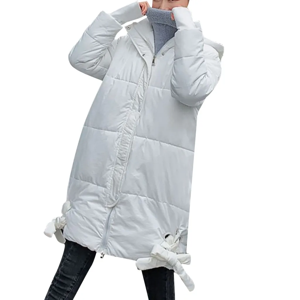 Женский зимний пуховик с длинным рукавом, пуховик на молнии, куртки с карманами, женские пальто на пуговицах с капюшоном, giacca donna L926 - Цвет: WH