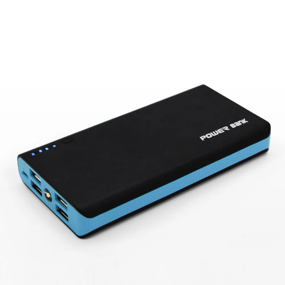 Корпус внешнего аккумулятора светодиодный фонарик 4 порта USB 5 В 2 А чехол для