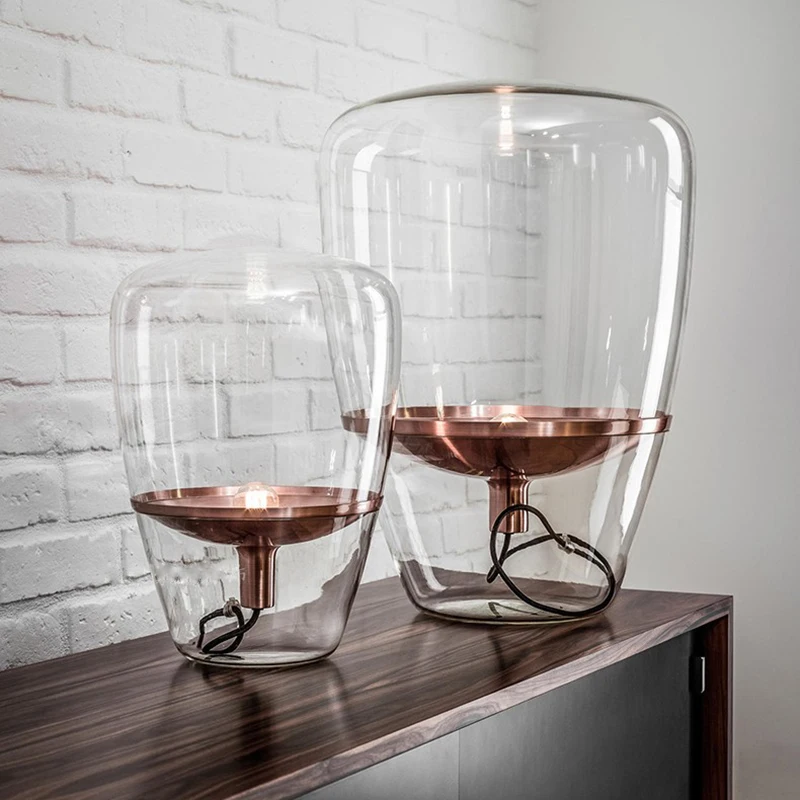 Modern Glass Table Lamp Italy Designer Table Lamps Home Deco for Bedroom Clear Glass Beside Lamp Luminaire Metal Base Desk Lamp