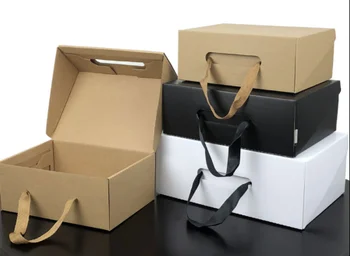 

Environmentally Friendly Kraft Paper Gift Box Black/Yellow Foldable Custom Logo Carton Packaging Box Suitable For Clothes Shoes