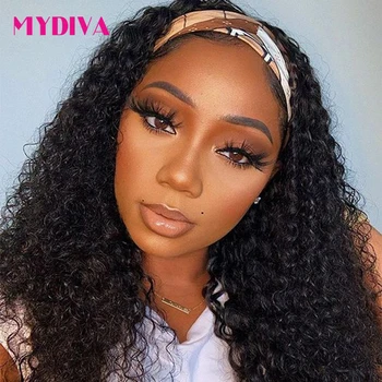 

Curly Human Hair Headband Wig Full Machine Made Glueless Headband Wig Kinky Curly For Black Women 150% Density Remy Hair