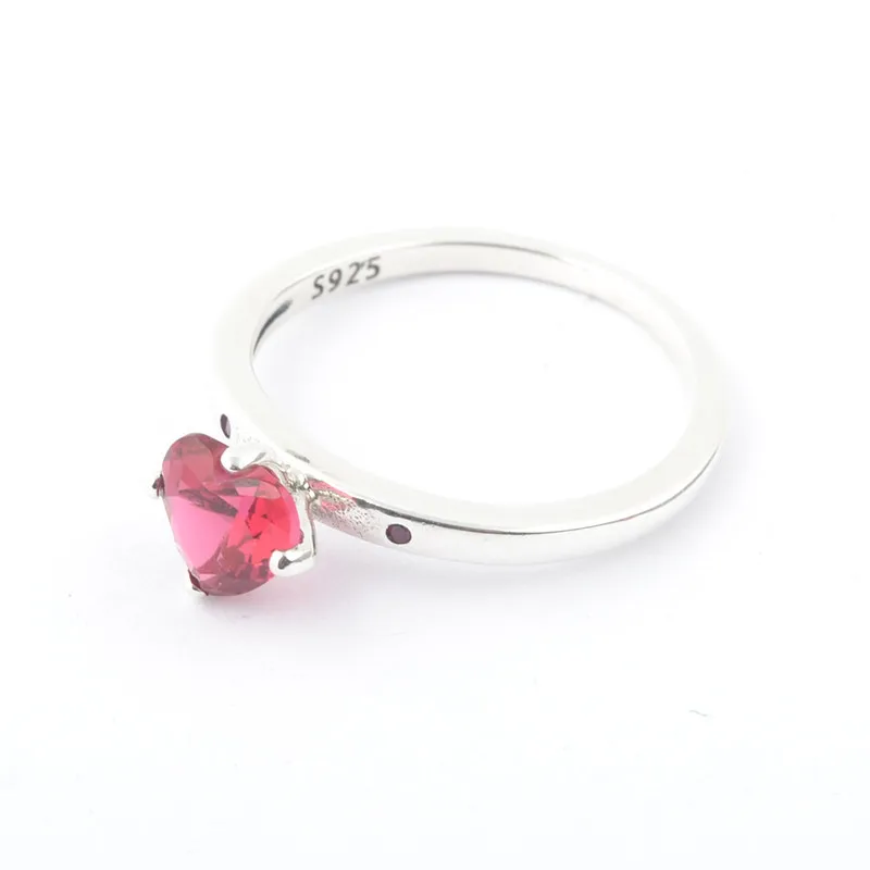Подлинное 925 пробы Серебряное кольцо с красным кристаллом в форме сердца You& Me кольцо для женщин подарок изысканное ювелирное изделие на День святого Валентина