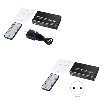 

2X2 Matrix Switcher 4K 60Hz, Support HDCP 1.4 IR Remote Control HDMI Switch 2 in 2 Out HDMI Matrix Switch(US Plug)