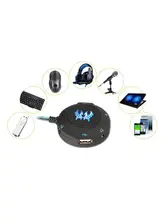 USB 2 0 Hub Sound Card External Adapter with Headphone Microphone Jack for Computer Laptop Mobile Phone