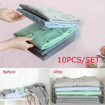 

10 Pcs Reusable Household Fast Magical Clothes Fold Board Folder Closet Drawer Stack Organizer System Closet Storage Wardrobe