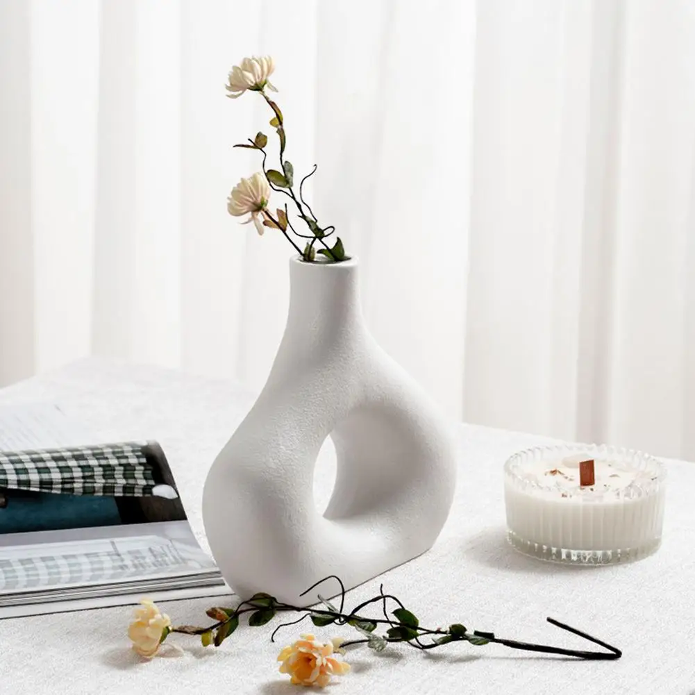 セラミック花瓶,白または黒の色合いの花,植木鉢,リビングルームの装飾,ドライフラワー,家