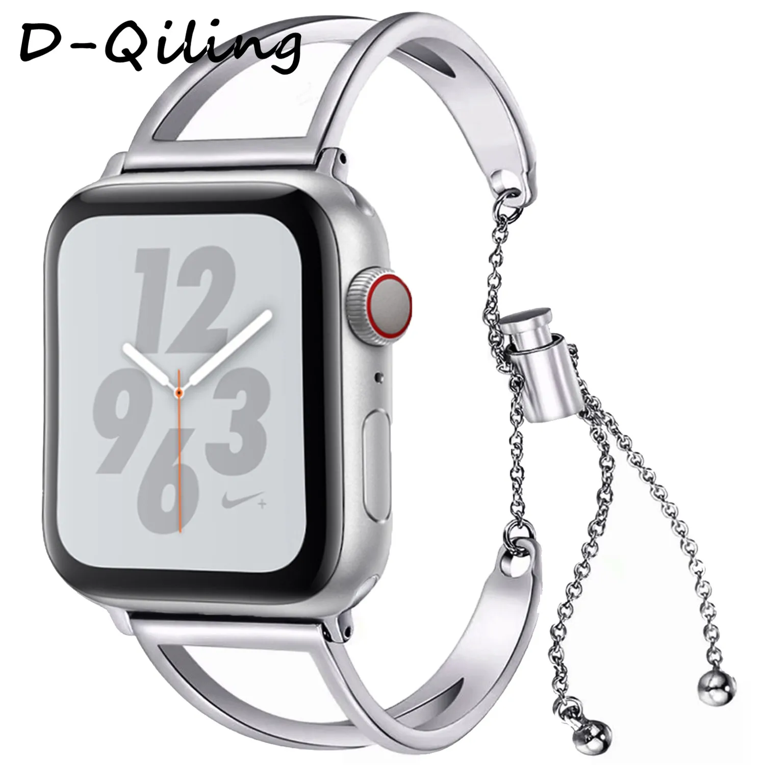 Для женщин браслет ремешок для наручных часов Apple Watch, версии 40/44/38 мм/42 мм Нержавеющая сталь браслет для наручных часов iWatch серии 3 ватт, 54 с металлическим ремнем, ювелирное изделие, цепочка, ожерелье